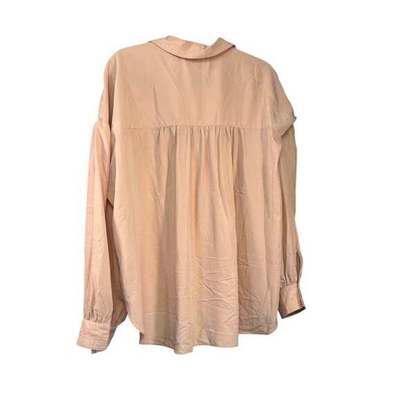 We The Free Size Large  Oversized Blush Pink Button Cuff Long Sleeve Blouse Top - Picture 8 of 8